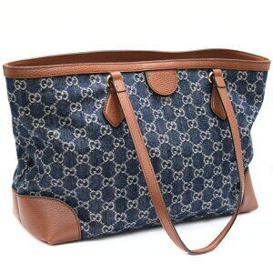 Gucci bag denim GG tote leather